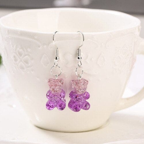 1pc Duo Tone Gummy Bear Earrings Fade Purple null The Kawaii Shoppu