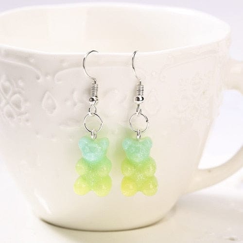 1pc Duo Tone Gummy Bear Earrings Lime null The Kawaii Shoppu