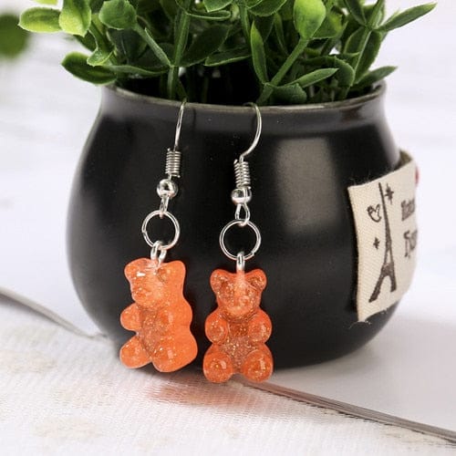 1pc Duo Tone Gummy Bear Earrings Orange null The Kawaii Shoppu
