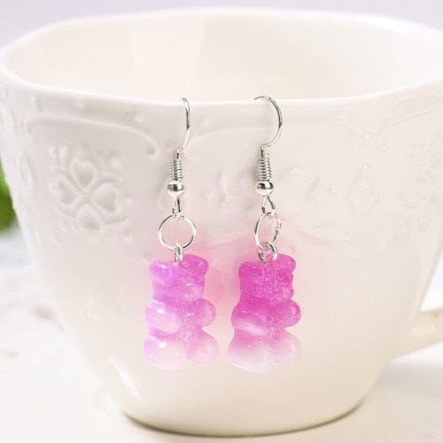 1pc Duo Tone Gummy Bear Earrings Purple null The Kawaii Shoppu