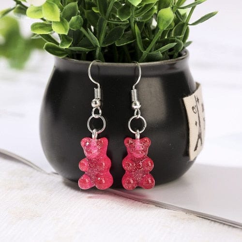 1pc Duo Tone Gummy Bear Earrings Strawberry null The Kawaii Shoppu
