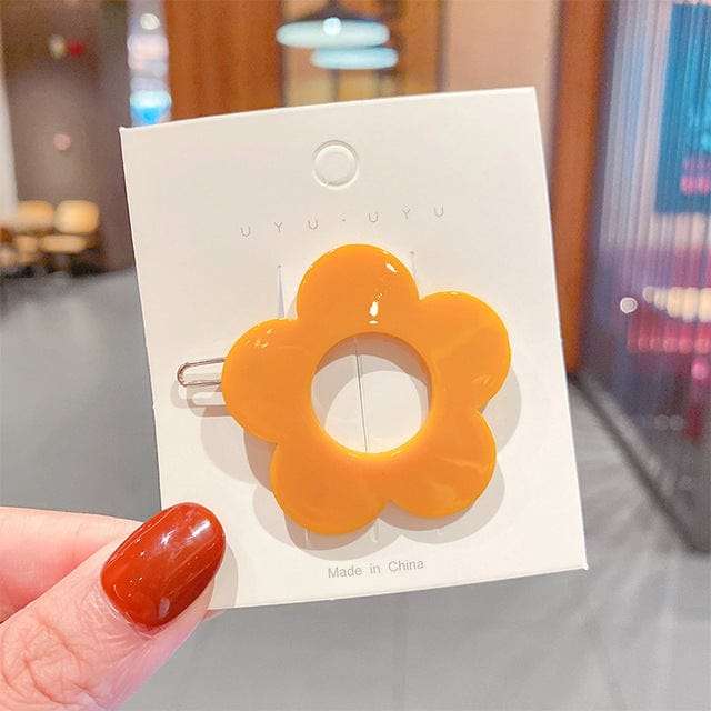 1PC Retro Flower Power Hair Pins Orange Accessories The Kawaii Shoppu