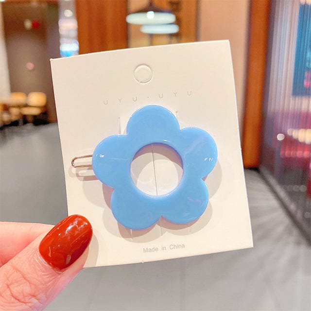 1PC Retro Flower Power Hair Pins sky blue Accessories The Kawaii Shoppu