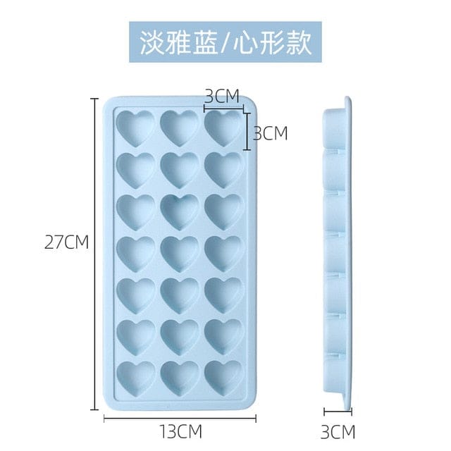 1pc Silicone Heart Mold BPA Ice Cube Tray Candy Blue Accessory The Kawaii Shoppu