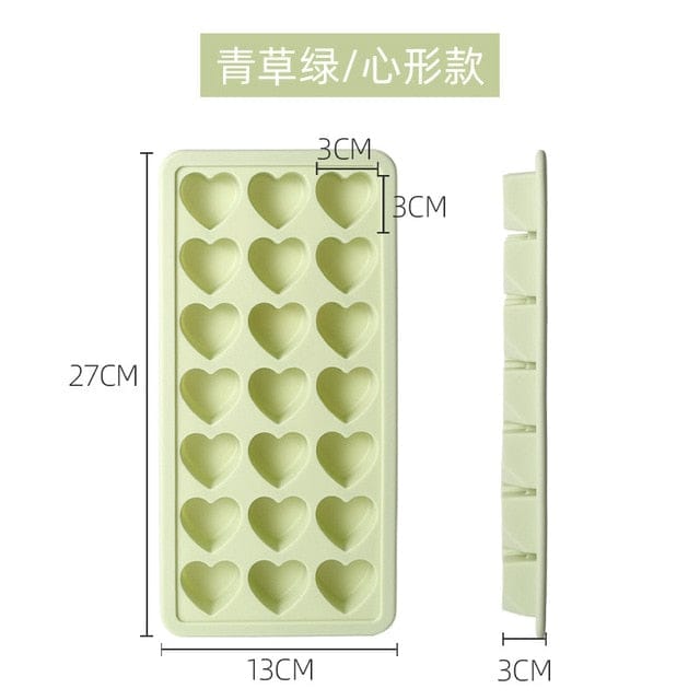 1pc Silicone Heart Mold BPA Ice Cube Tray Light Green Accessory The Kawaii Shoppu