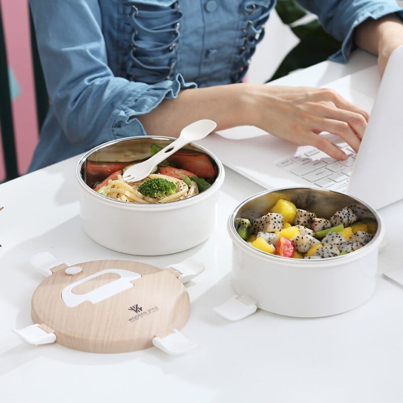 2 Layer Insulated Thermal Round Bento Lunch Box Bento The Kawaii Shoppu