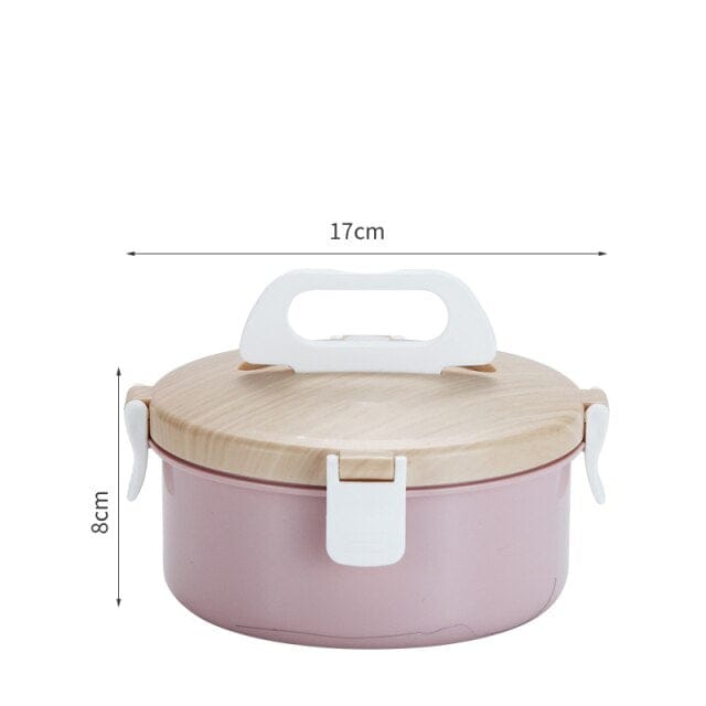 2 Layer Insulated Thermal Round Bento Lunch Box pink 1 Bento The Kawaii Shoppu
