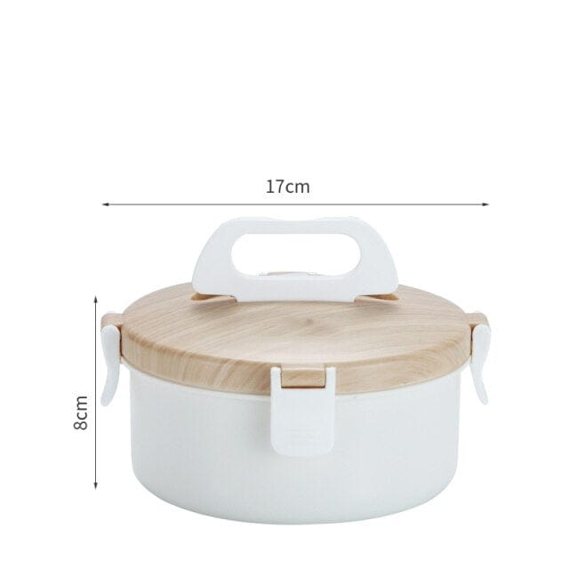 2 Layer Insulated Thermal Round Bento Lunch Box white 1 Bento The Kawaii Shoppu