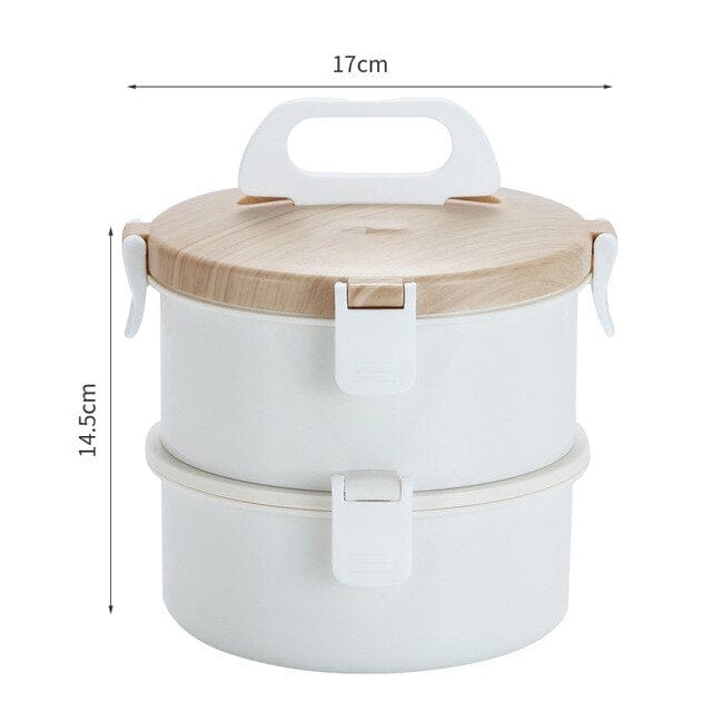 2 Layer Insulated Thermal Round Bento Lunch Box white 2 Bento The Kawaii Shoppu