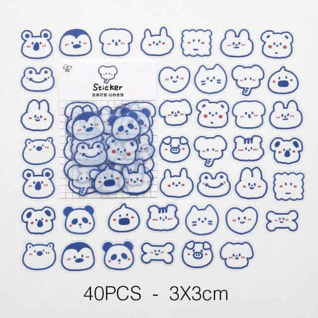 20-40Pcs/1Set Korean Jelly Face Stickers Feeling Stationery The Kawaii Shoppu