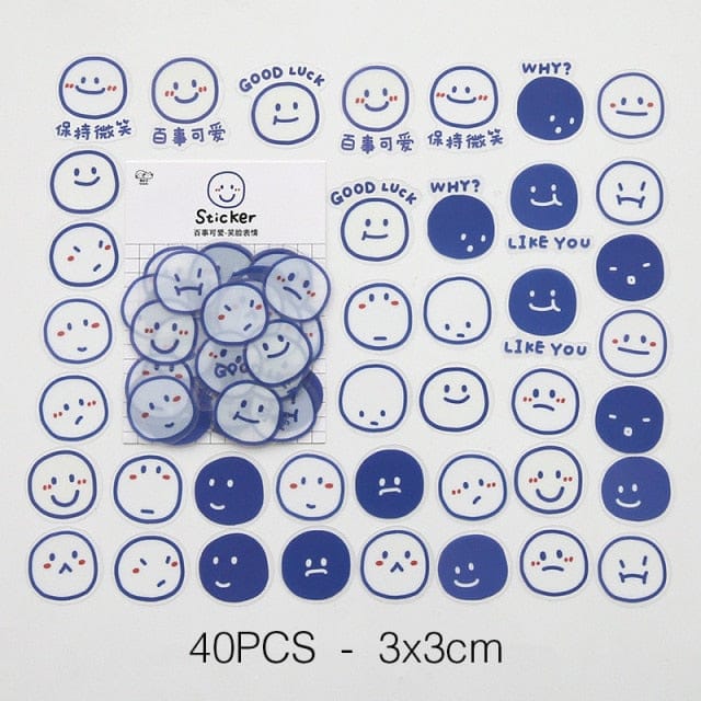 20-40Pcs/1Set Korean Jelly Face Stickers Smile Stationery The Kawaii Shoppu