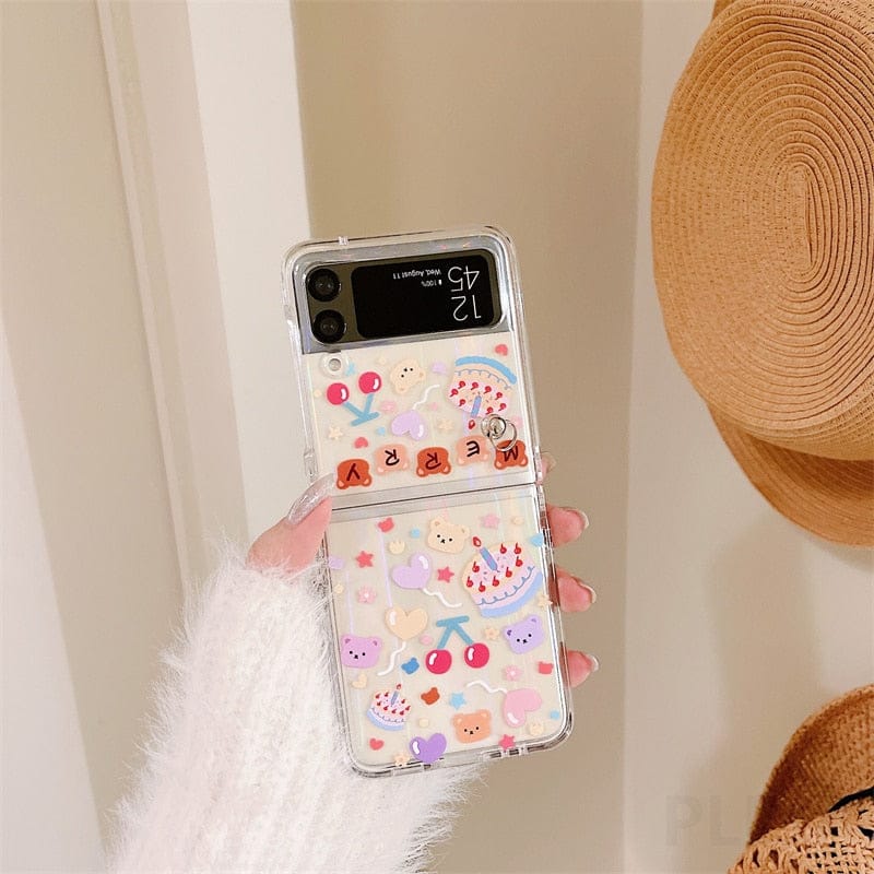 3 in 1 Laser Phone Holder Case For Samsung Galaxy Z Flip 3 For Z Flip 3 Just Case Phone Cases & Covers The Kawaii Shoppu