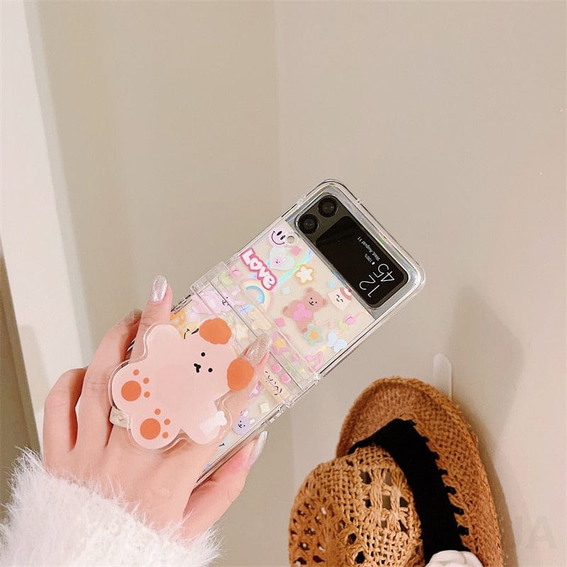3 in 1 Laser Phone Holder Case For Samsung Galaxy Z Flip 3 For Z Flip 3 With Grip Phone Cases & Covers The Kawaii Shoppu