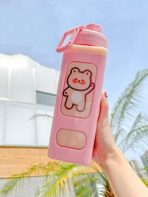 900ml Kawaii Bear Water Bottle With Straw 700ml Pink A Bottle The Kawaii Shoppu