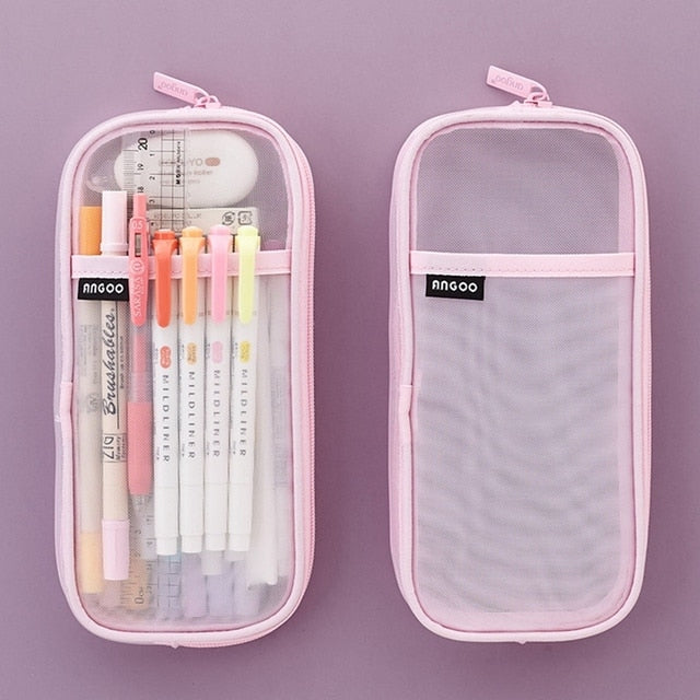 Angoo, Office, Angoo Large Capacity Pink Pencil Case Stationery Bag