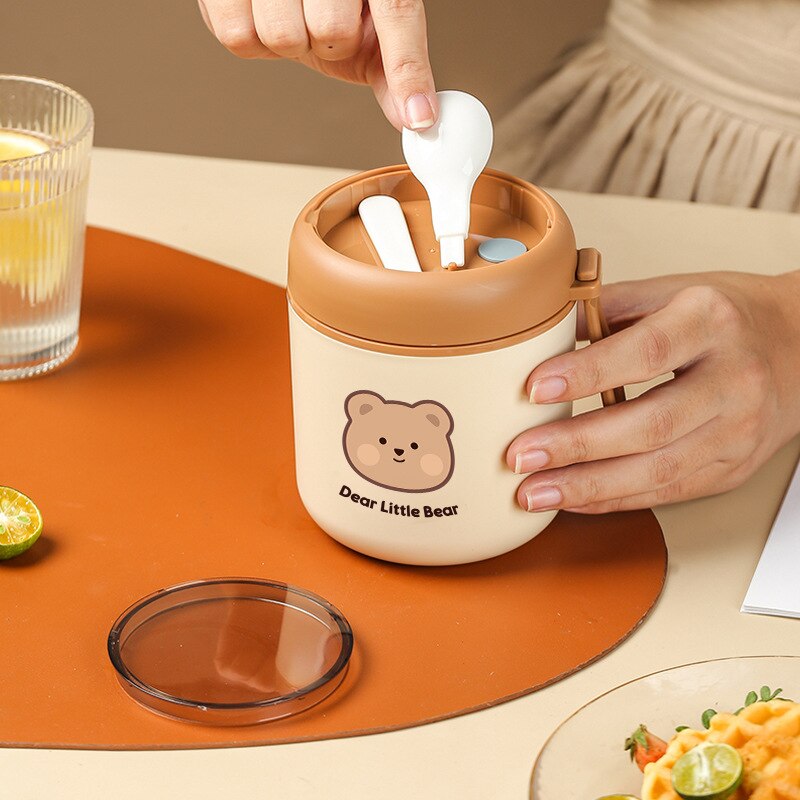 2pcs/set Cute Bear Design Lunch Box With Bag & Utensils, 304 Stainless  Steel Insulated Bento Box & Salad Food Container