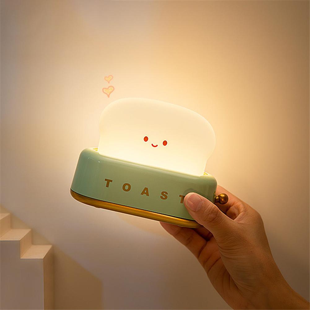 Baby Night Light, Cute Bread Toast Lamp for Kids Room, Timer Auto Shutoff,  AAA Battery Operated, Silicone LED Nightlight, Kawaii Bedroom Decor