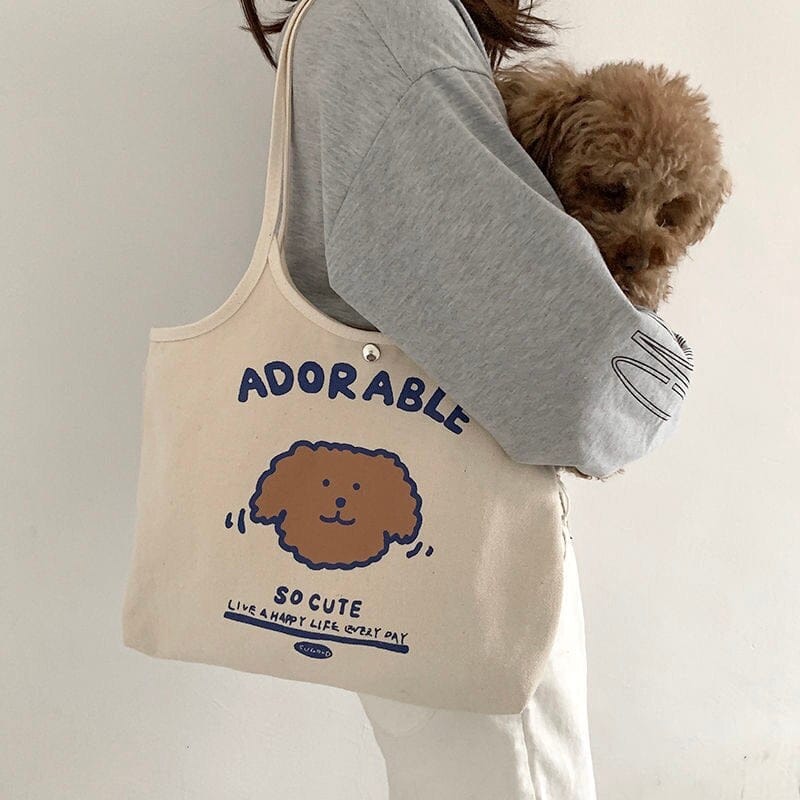 Adorable Dog Shopping Tote Bag Bags The Kawaii Shoppu
