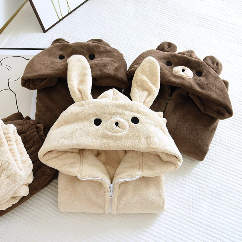 Bear Bunny Soft Flannel Pyjamas Clothing and Accessories The Kawaii Shoppu