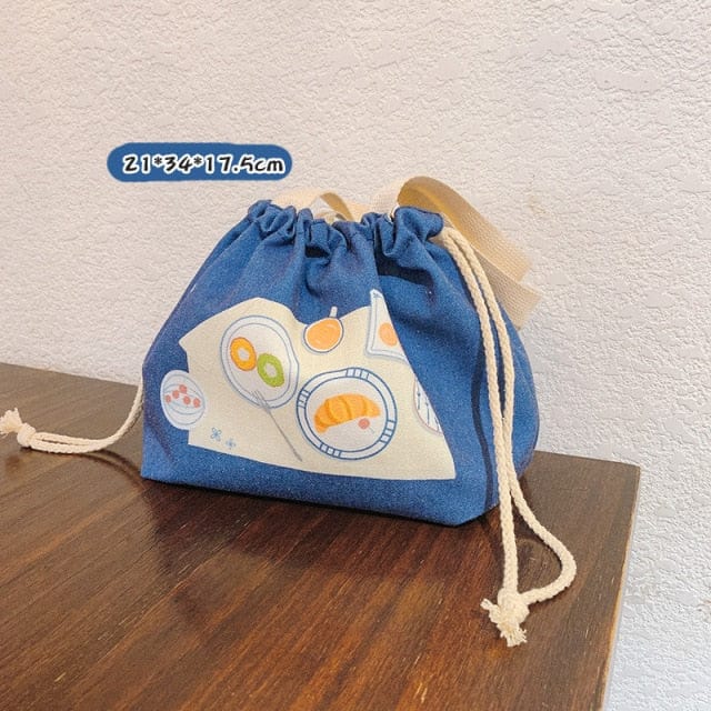 Bento Lunch Canvas Bag Blue Bags The Kawaii Shoppu