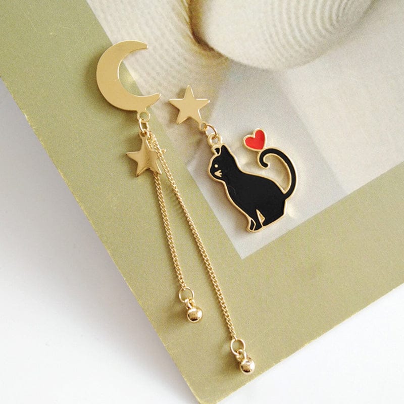 Black Cat Luna Earrings Accessory The Kawaii Shoppu