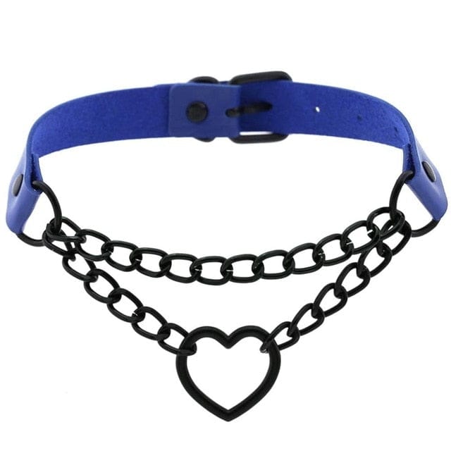 Black Heart Chain Choker blue Accessory The Kawaii Shoppu
