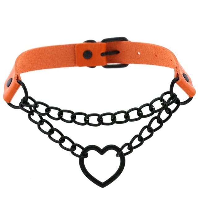 Black Heart Chain Choker orange Accessory The Kawaii Shoppu