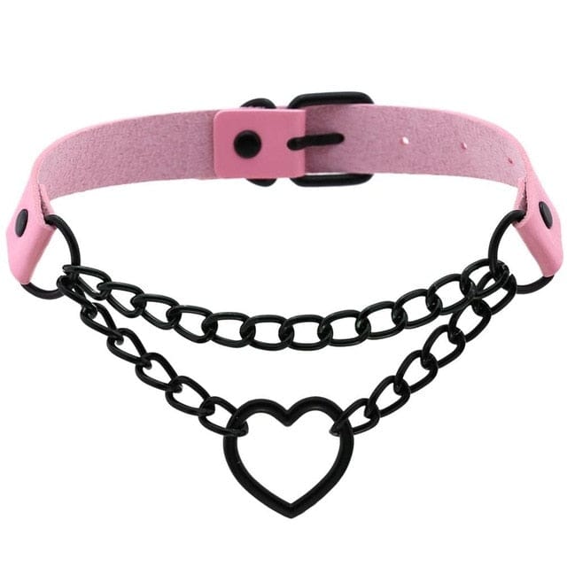Black Heart Chain Choker pink Accessory The Kawaii Shoppu