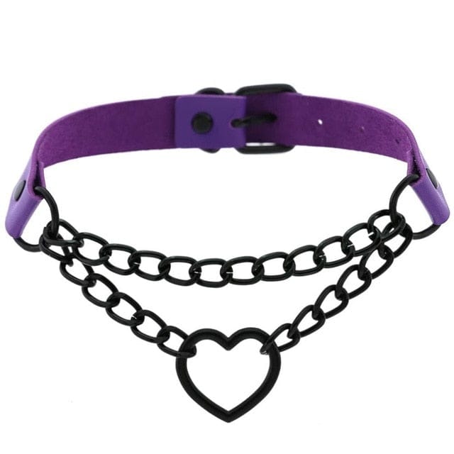 Black Heart Chain Choker purple Accessory The Kawaii Shoppu