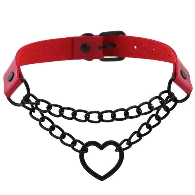 Black Heart Chain Choker red Accessory The Kawaii Shoppu