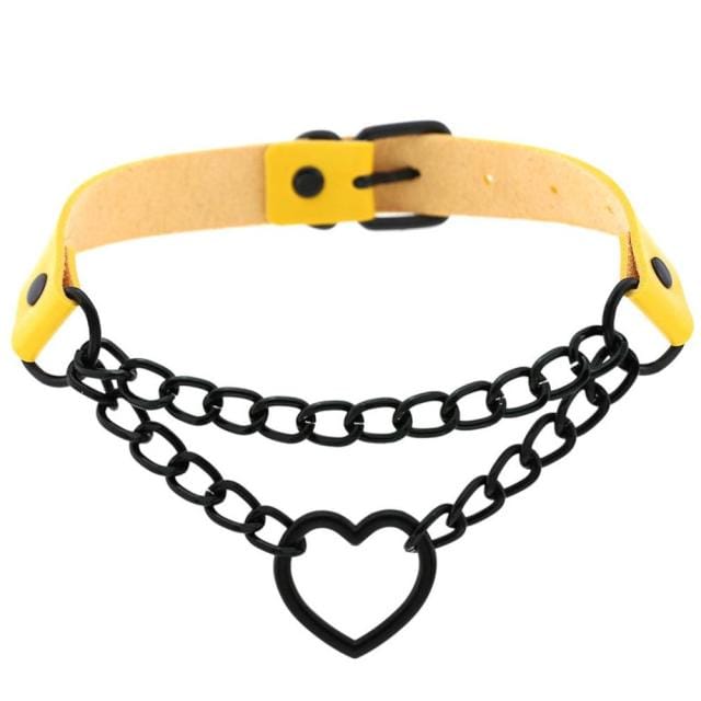 Black Heart Chain Choker yellow Accessory The Kawaii Shoppu