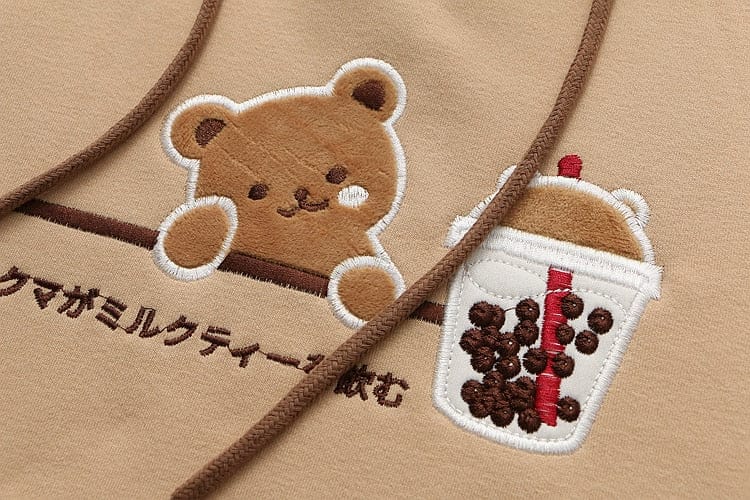 Boba Tea Bear Chocolate Hoodie Clothing and Accessories The Kawaii Shoppu