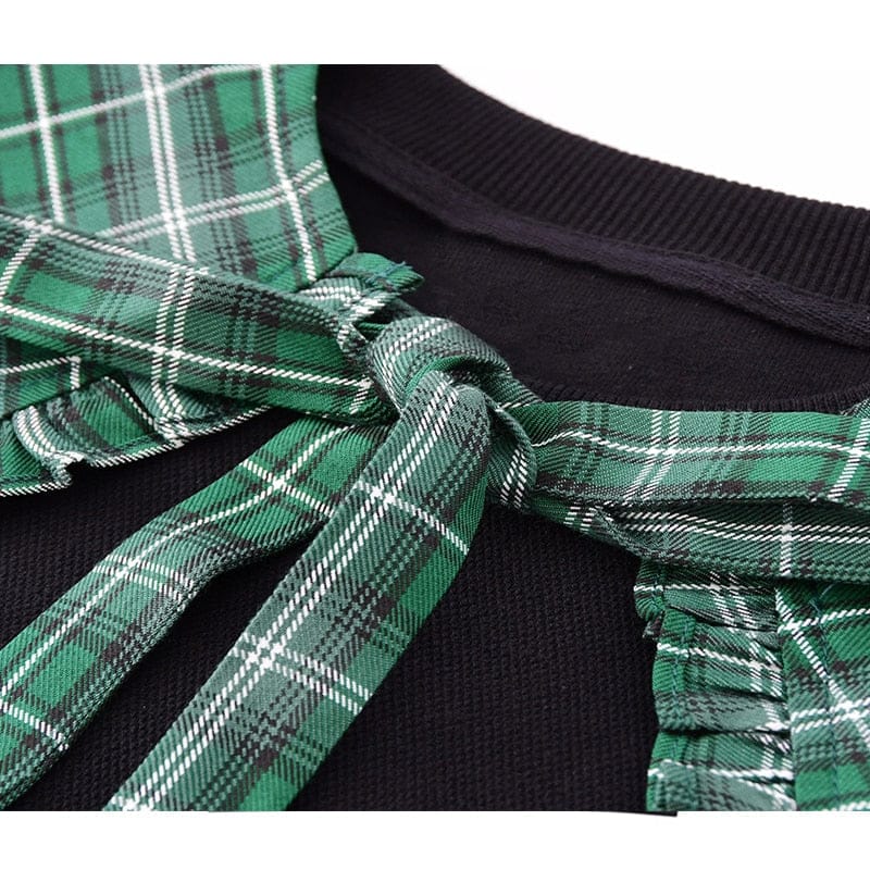 College Plaid Peter Pan Collar Sweater Black Clothing and Accessories The Kawaii Shoppu