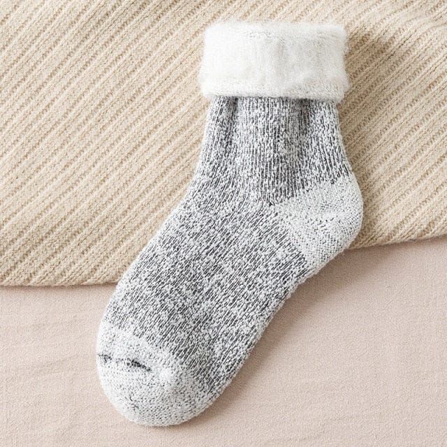 Cozy Winter Thick Aesthetic Socks Grey white Clothing and Accessories The Kawaii Shoppu