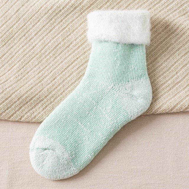 Cozy Winter Thick Aesthetic Socks Light green white Clothing and Accessories The Kawaii Shoppu