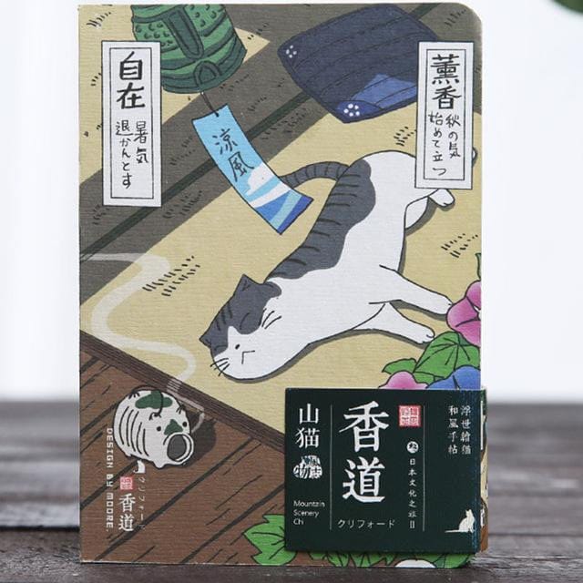 Creative Japanese Cat Diary Habit Tracker A6 Burning incense null The Kawaii Shoppu