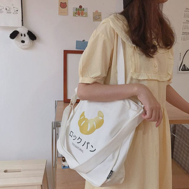 Croissant Tote Shopping Bag With Strap Bags The Kawaii Shoppu