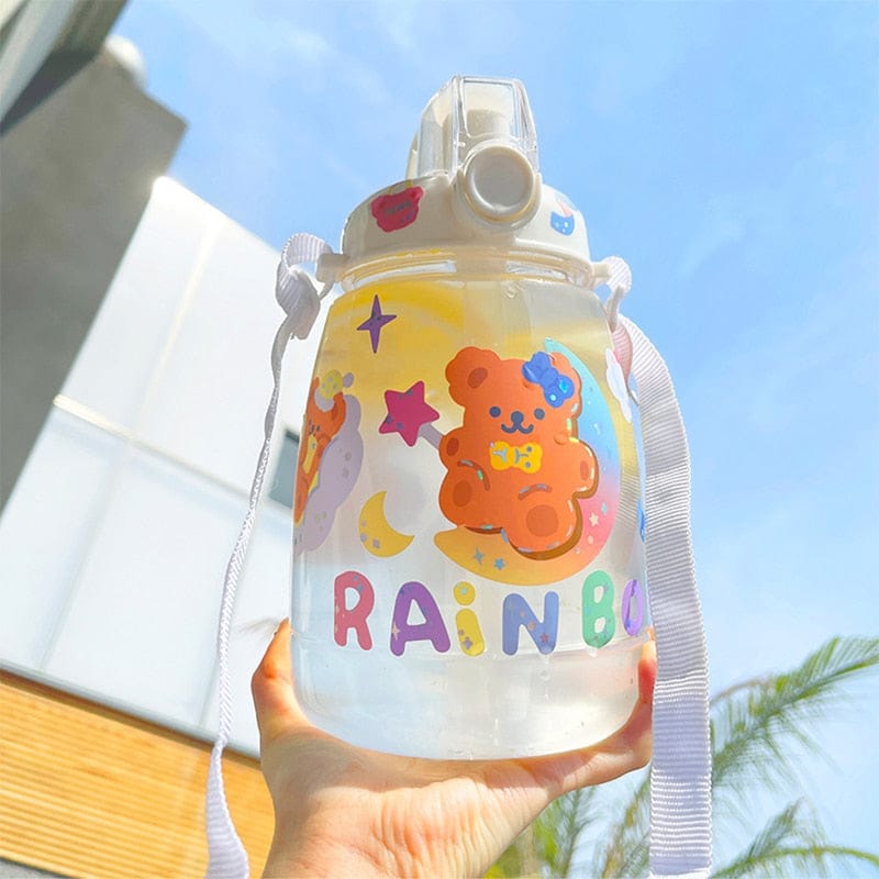 Cute Bear Big Capacity Water Bottle With Straw 1300ml Bottle The Kawaii Shoppu