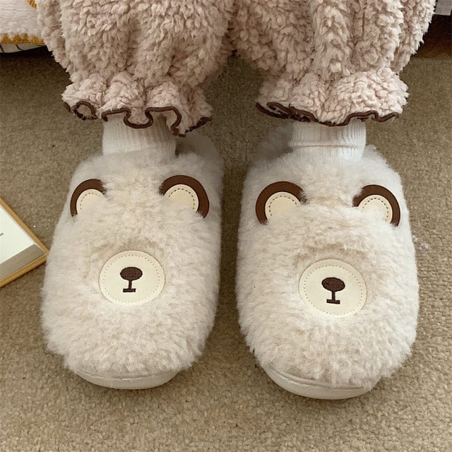 Cute Fluffy Kawaii Slippers fluffy bear white EU 35-36 Shoes The Kawaii Shoppu