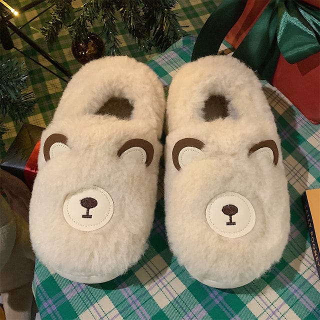 Cute Fluffy Kawaii Slippers upgrade bear white EU 35-36 Shoes The Kawaii Shoppu
