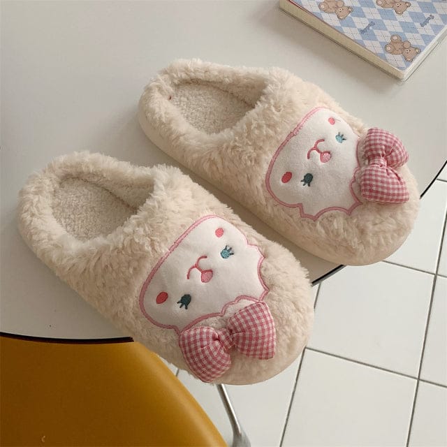 Cute Fluffy Kawaii Slippers white shy girl EU 35-36 Shoes The Kawaii Shoppu