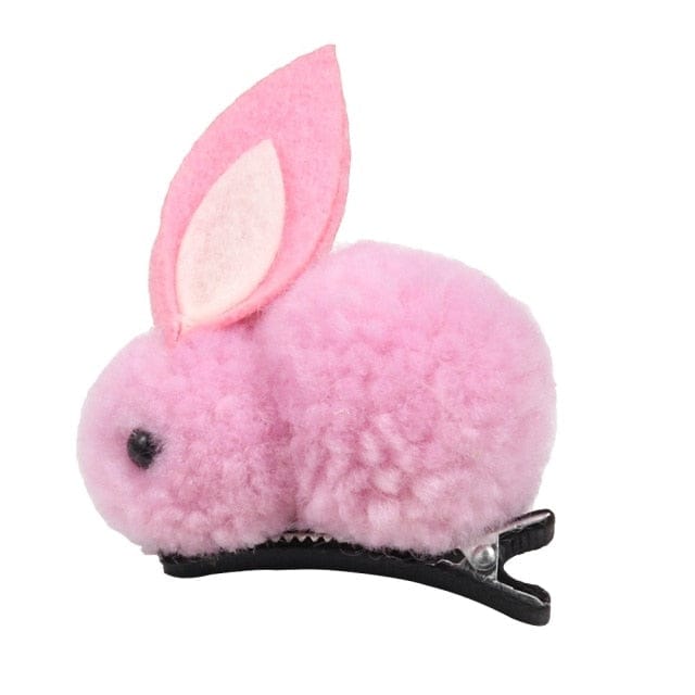 Cute Hair Ball Rabbit Hair Clip Pink Accessory The Kawaii Shoppu