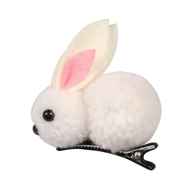 Cute Hair Ball Rabbit Hair Clip White Accessory The Kawaii Shoppu