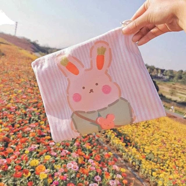 Cute Korean Cartoon Storage Bags Pink bunny Bags The Kawaii Shoppu