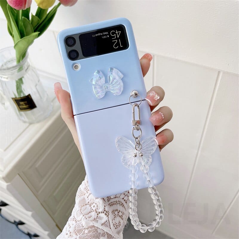 Cute Pastel Butterfly Bracelet Phone Case Samsung Galaxy Z Flip 3 For Z Flip 3 Blue Phone Cases & Covers The Kawaii Shoppu