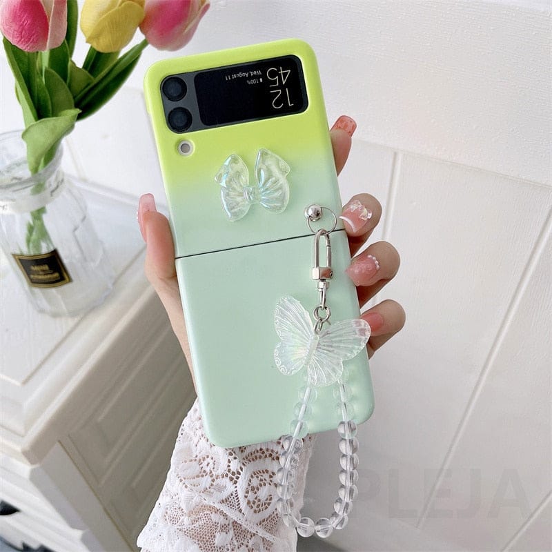 Cute Pastel Butterfly Bracelet Phone Case Samsung Galaxy Z Flip 3 For Z Flip 3 Green Phone Cases & Covers The Kawaii Shoppu