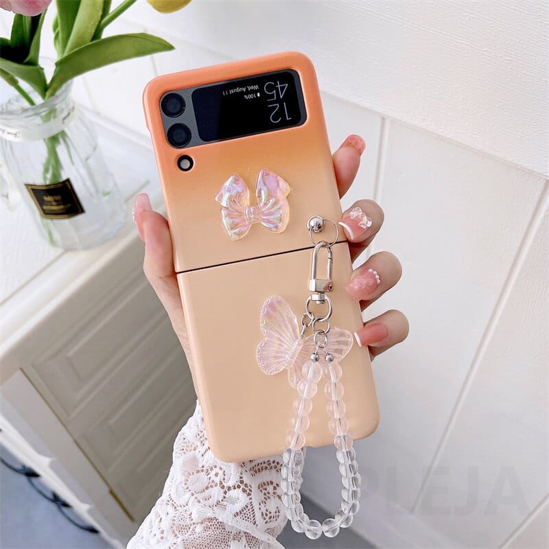 Cute Pastel Butterfly Bracelet Phone Case Samsung Galaxy Z Flip 3 For Z Flip 3 Orange Phone Cases & Covers The Kawaii Shoppu
