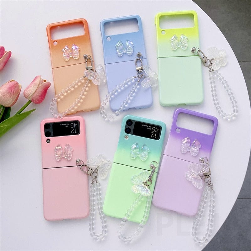 For Samsung Zflip 5 4 3 Covers New Cute Cat Paw Ring Flip Phone Case Back  Shell