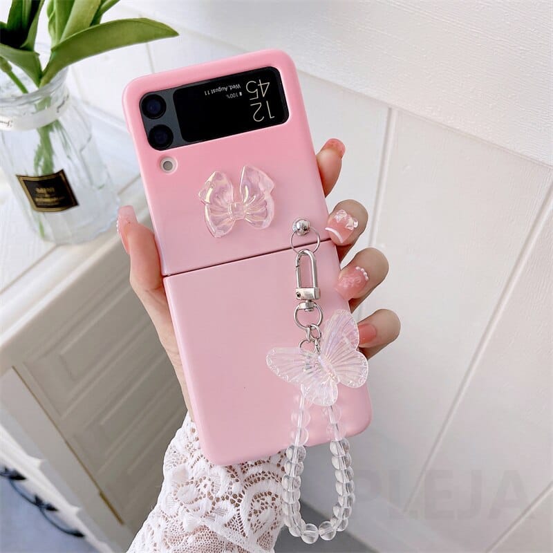 Cute Pastel Butterfly Bracelet Phone Case Samsung Galaxy Z Flip 3 For Z Flip 3 Pink Phone Cases & Covers The Kawaii Shoppu