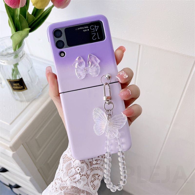 Cute Pastel Butterfly Bracelet Phone Case Samsung Galaxy Z Flip 3 For Z Flip 3 Purple Phone Cases & Covers The Kawaii Shoppu